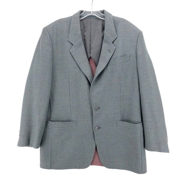 LANVIN Vintage Blazer Sport Coat Jacket Purple Blue Gray Size US 40